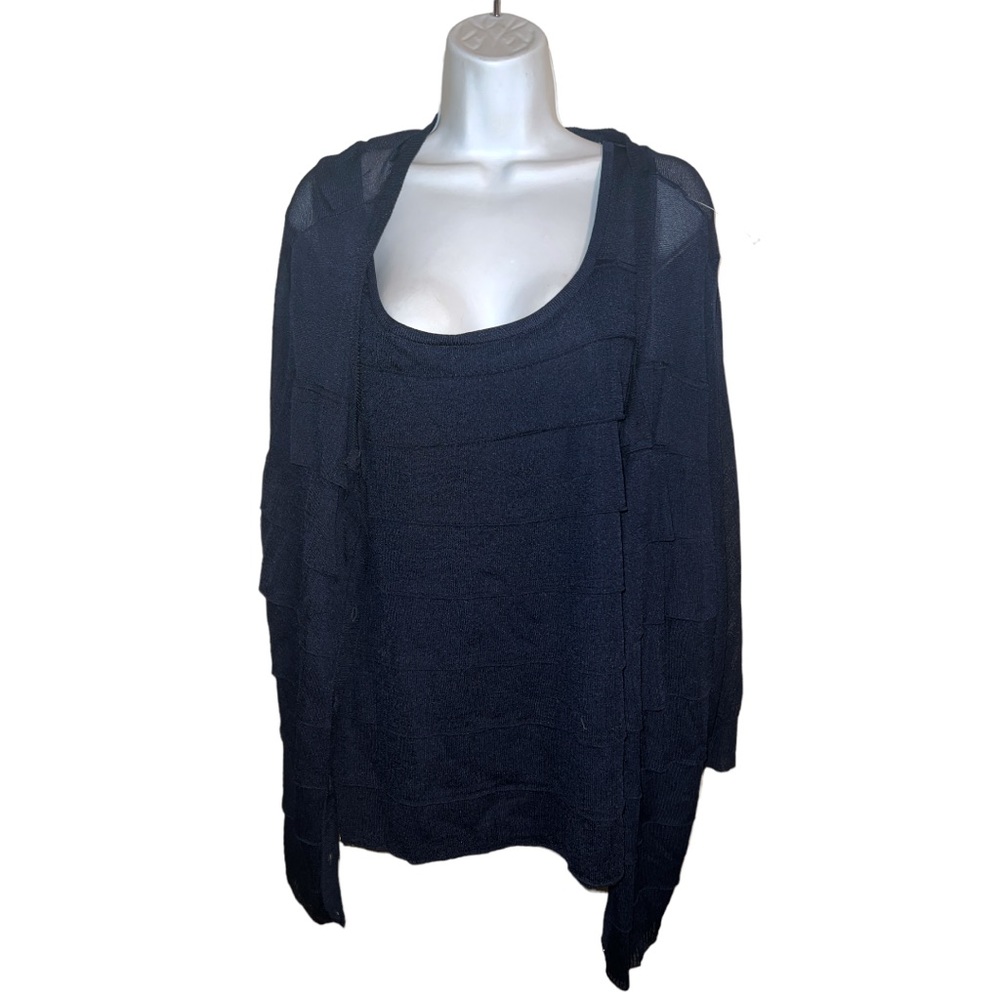 Talbots Navy Tiered Twinset SZ 3X